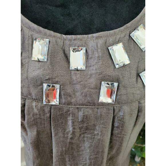 Forever Women's Solid Gray Polyester Sleeveless Scoop Neck Knee Length Dress L - Picture 6 of 11